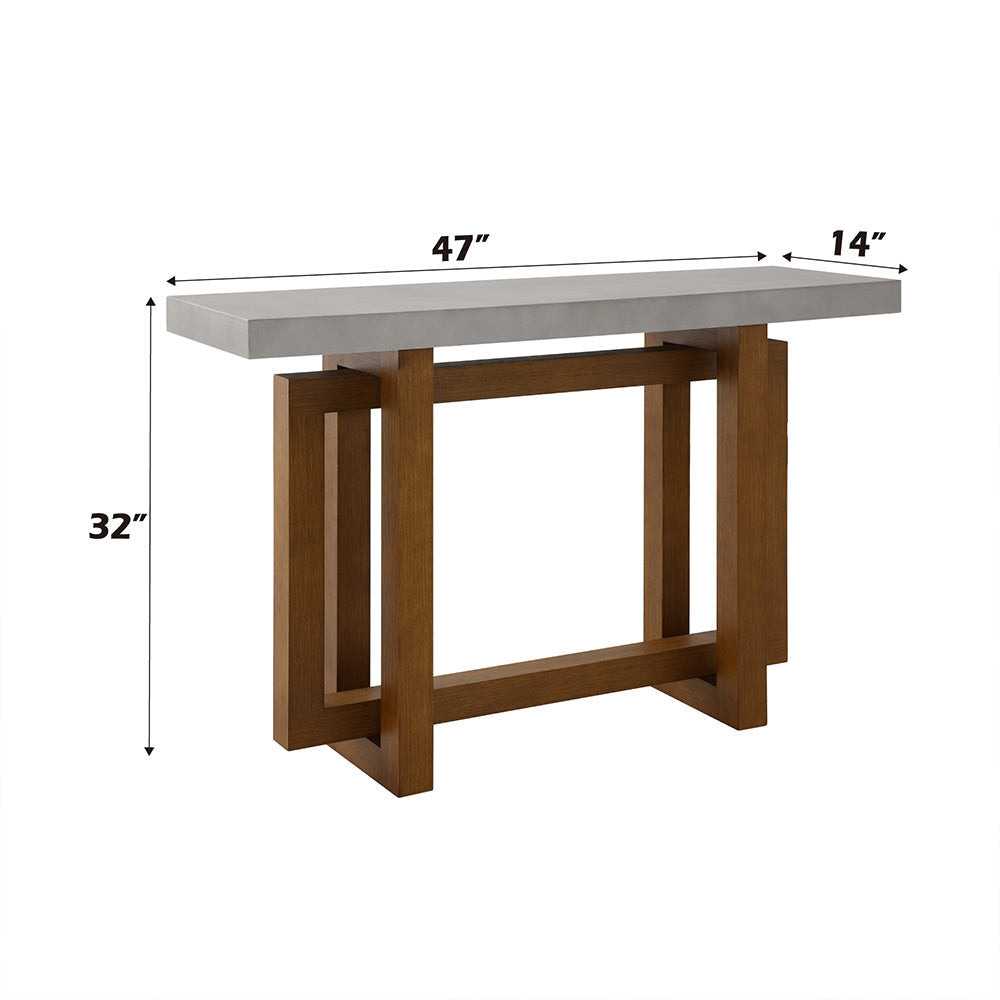 ACME Keven Faux Concrete Top & Walnut Sofa Table Model LV03017