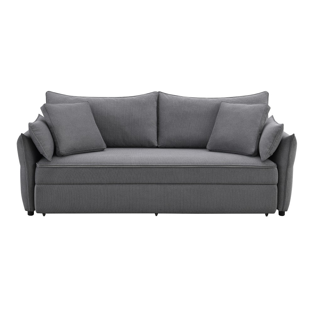 ACME Irina Gray Fabric Sofa with Sleeper Storage & 4 Pillows Model LV03100