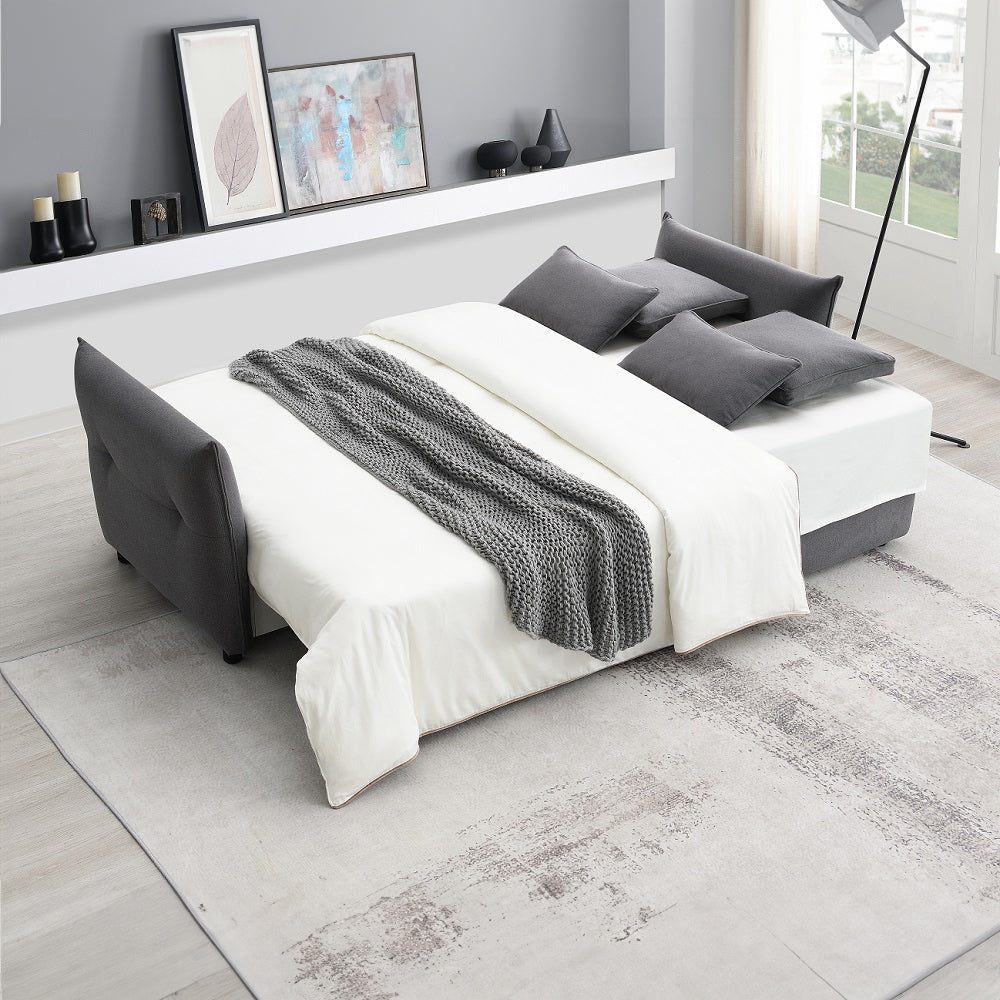ACME Irina Gray Fabric Sofa with Sleeper Storage & 4 Pillows Model LV03100