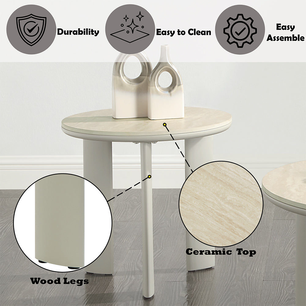 ACME Ingram Ceramic Top & Light Gray End Table Model LV03116