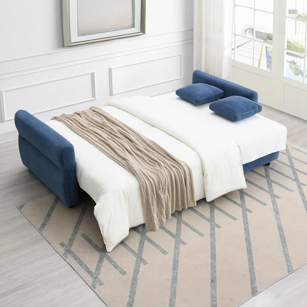 ACME Haran Blue Fabric Sofa with Sleeper Storage & 2 Pillows Model LV03120
