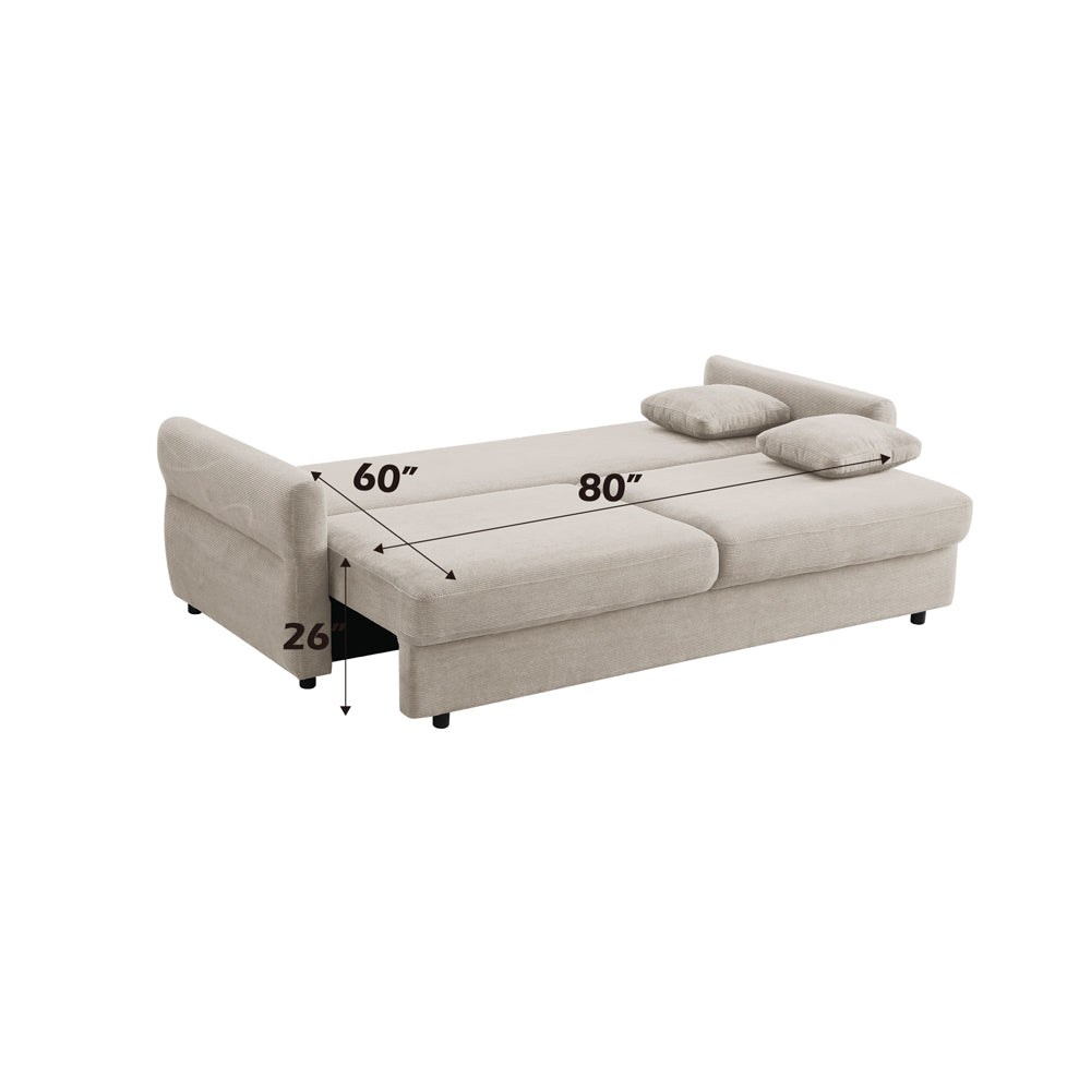 ACME Haran Beige Fabric Sofa with Sleeper Storage & 2 Pillows Model LV03130