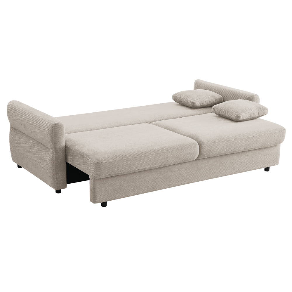 ACME Haran Beige Fabric Sofa with Sleeper Storage & 2 Pillows Model LV03130