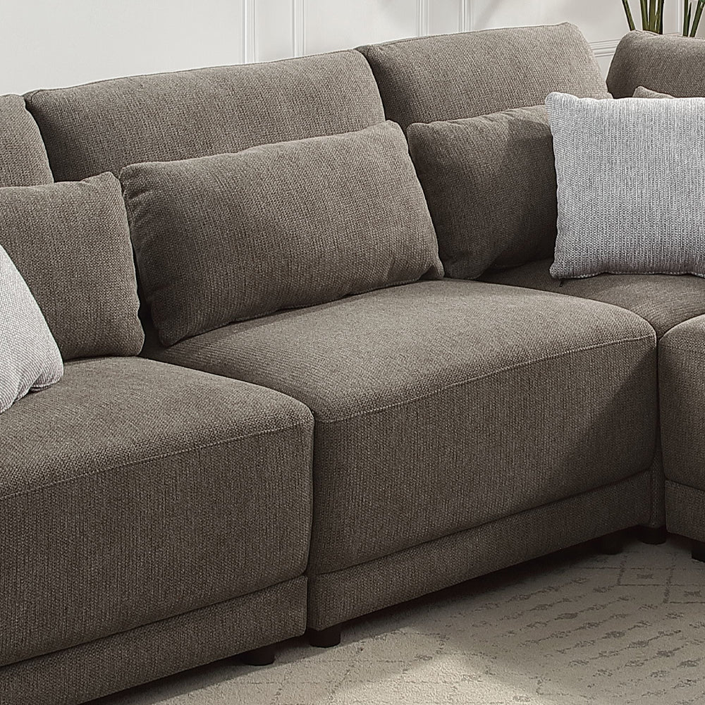 ACME Rylie Brown Linen Modular Armless Chair with Pillow Model LV03152