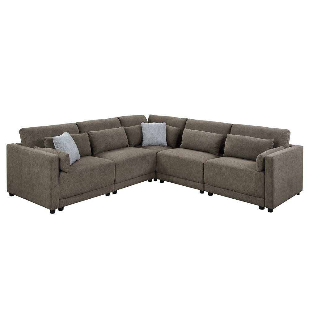 ACME Rylie Brown Linen Modular Armless Chair with Pillow Model LV03152