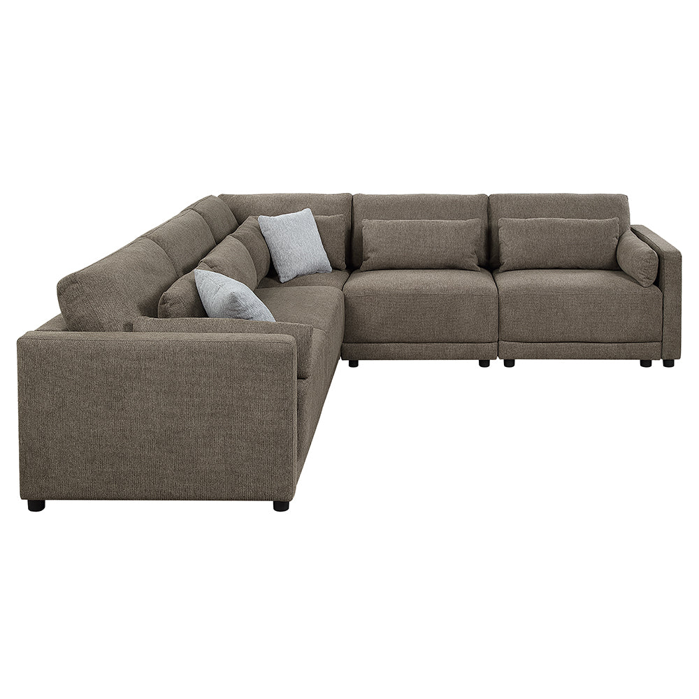 ACME Rylie Brown Linen Modular Armless Chair with Pillow Model LV03152