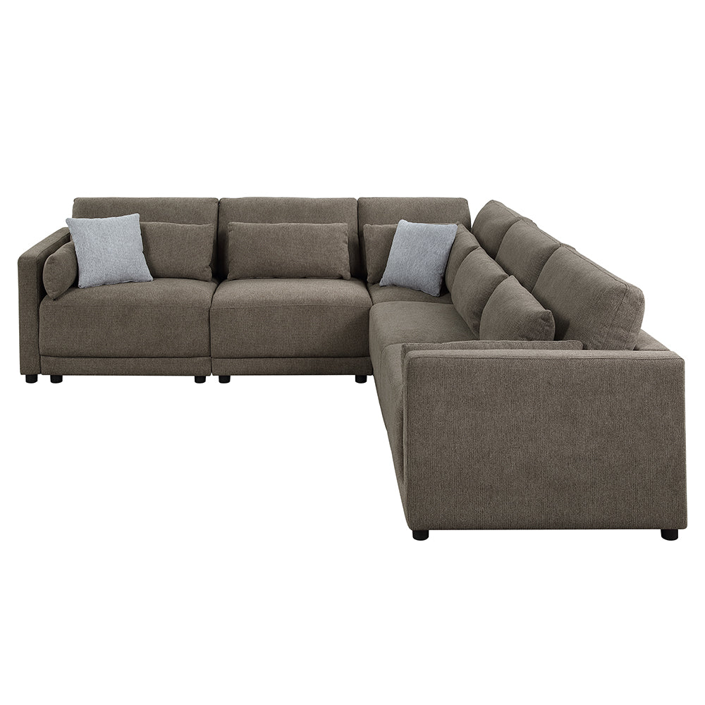 ACME Rylie Brown Linen Modular Armless Chair with Pillow Model LV03152