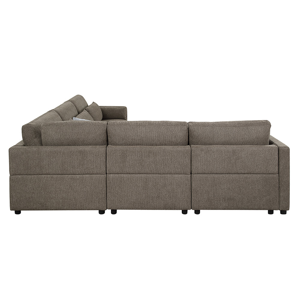 ACME Rylie Brown Linen Modular Armless Chair with Pillow Model LV03152