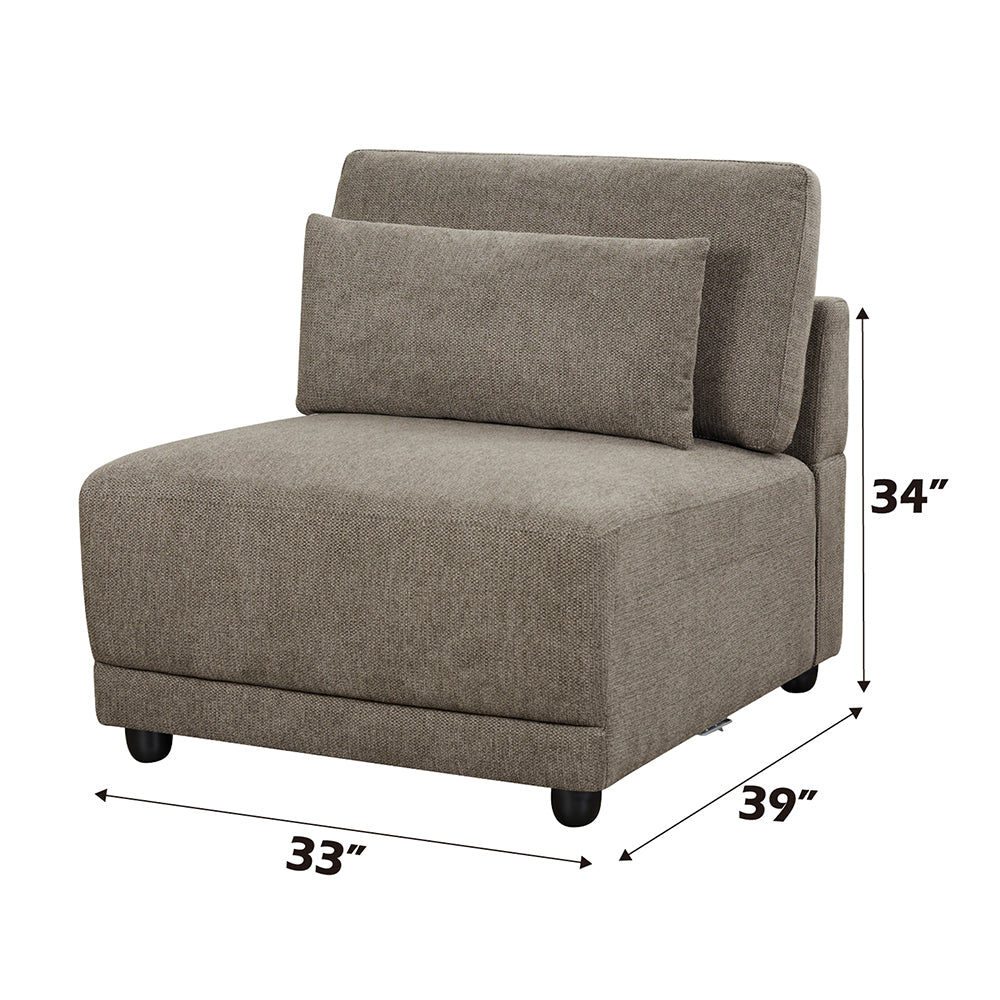 ACME Rylie Brown Linen Modular Armless Chair with Pillow Model LV03152