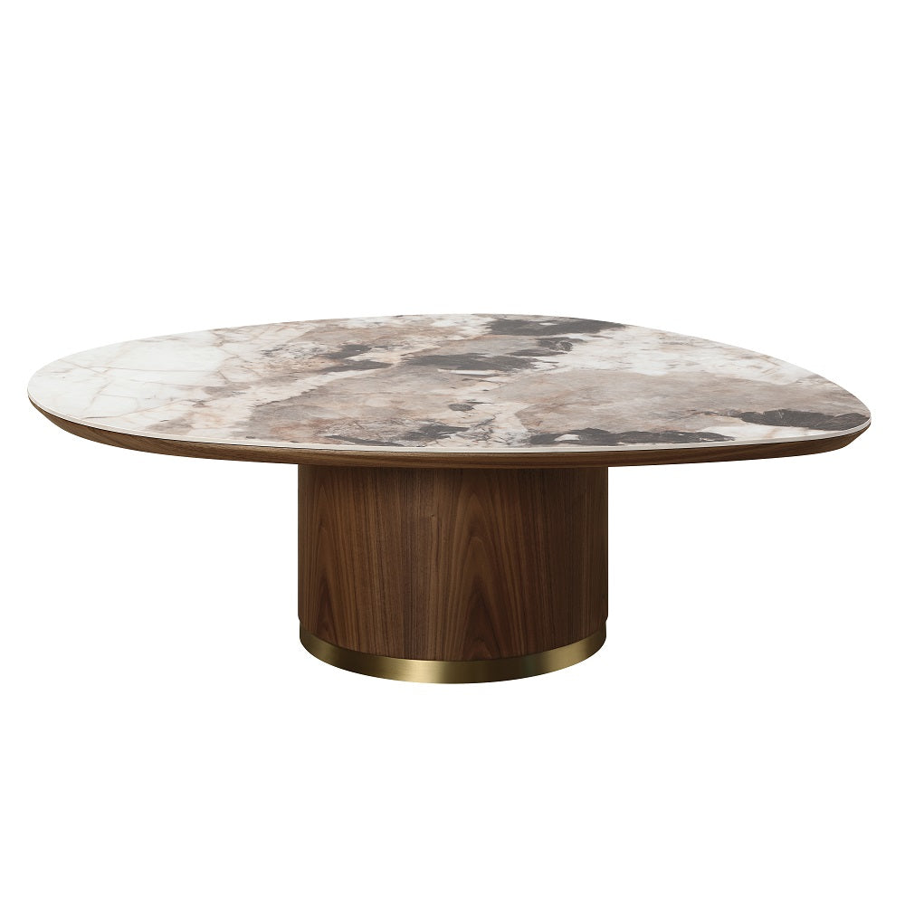 ACME Willene Ceramic Top & Dark Oak Coffee Table with Ceramic Top Model LV03155