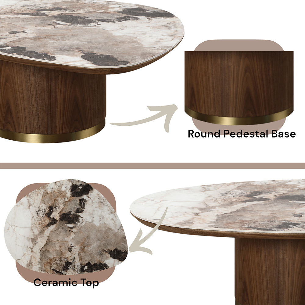 ACME Willene Ceramic Top & Dark Oak Coffee Table with Ceramic Top Model LV03155