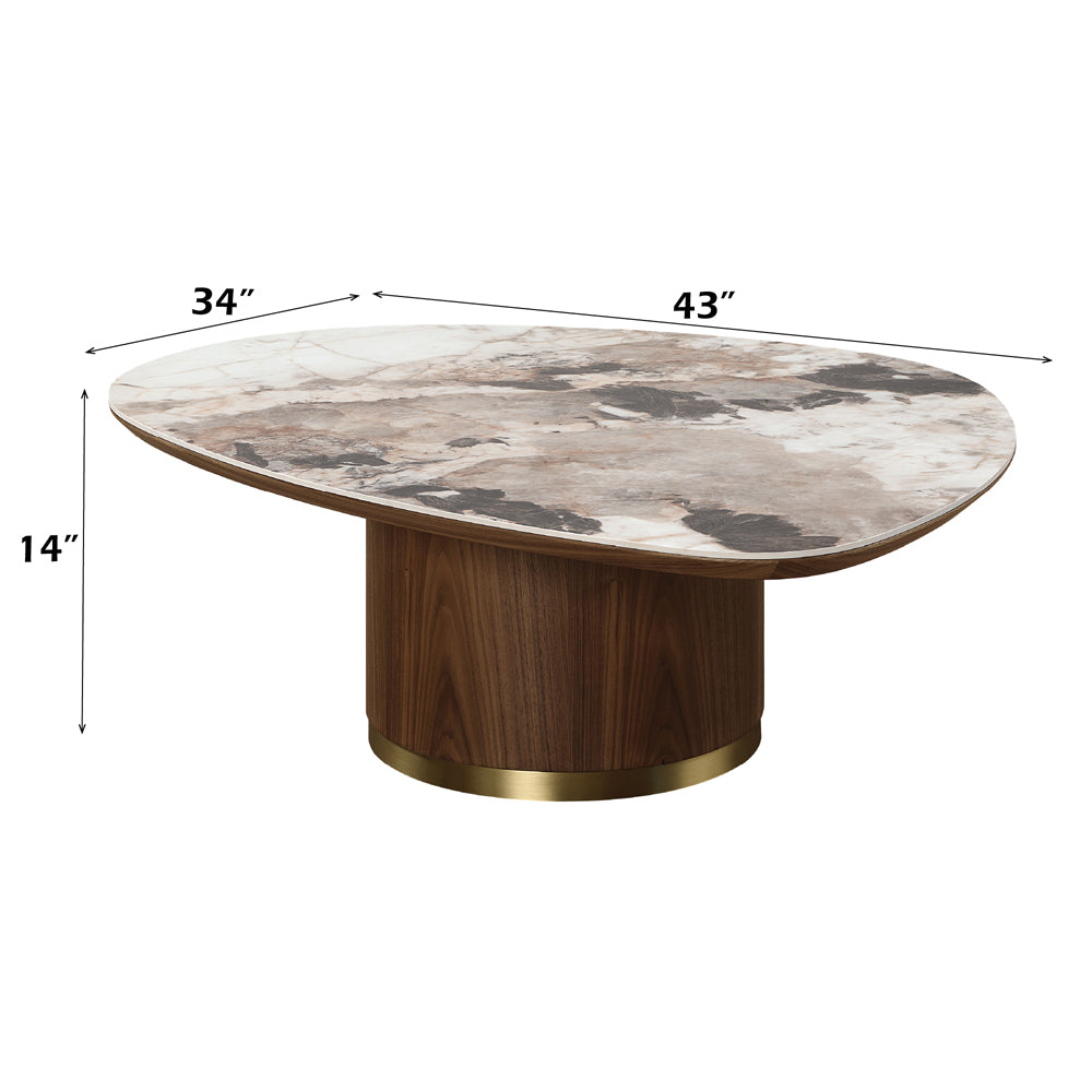 ACME Willene Ceramic Top & Dark Oak Coffee Table with Ceramic Top Model LV03155