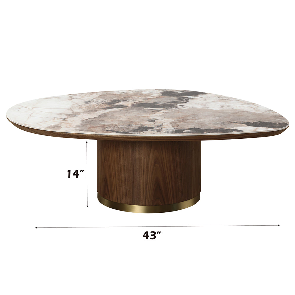 ACME Willene Ceramic Top & Dark Oak Coffee Table with Ceramic Top Model LV03155