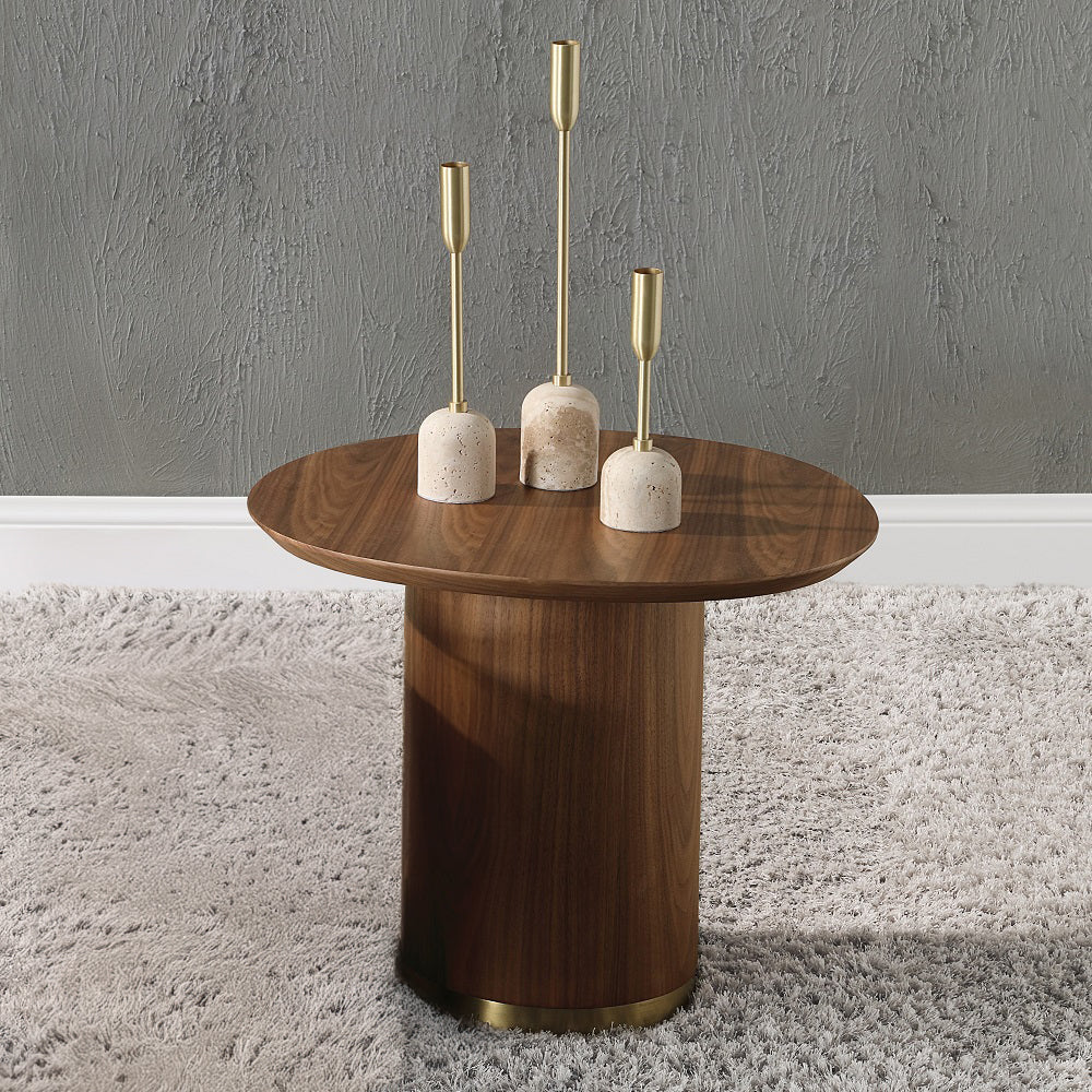 ACME Willene Ceramic Top & Dark Oak End Table Model LV03156
