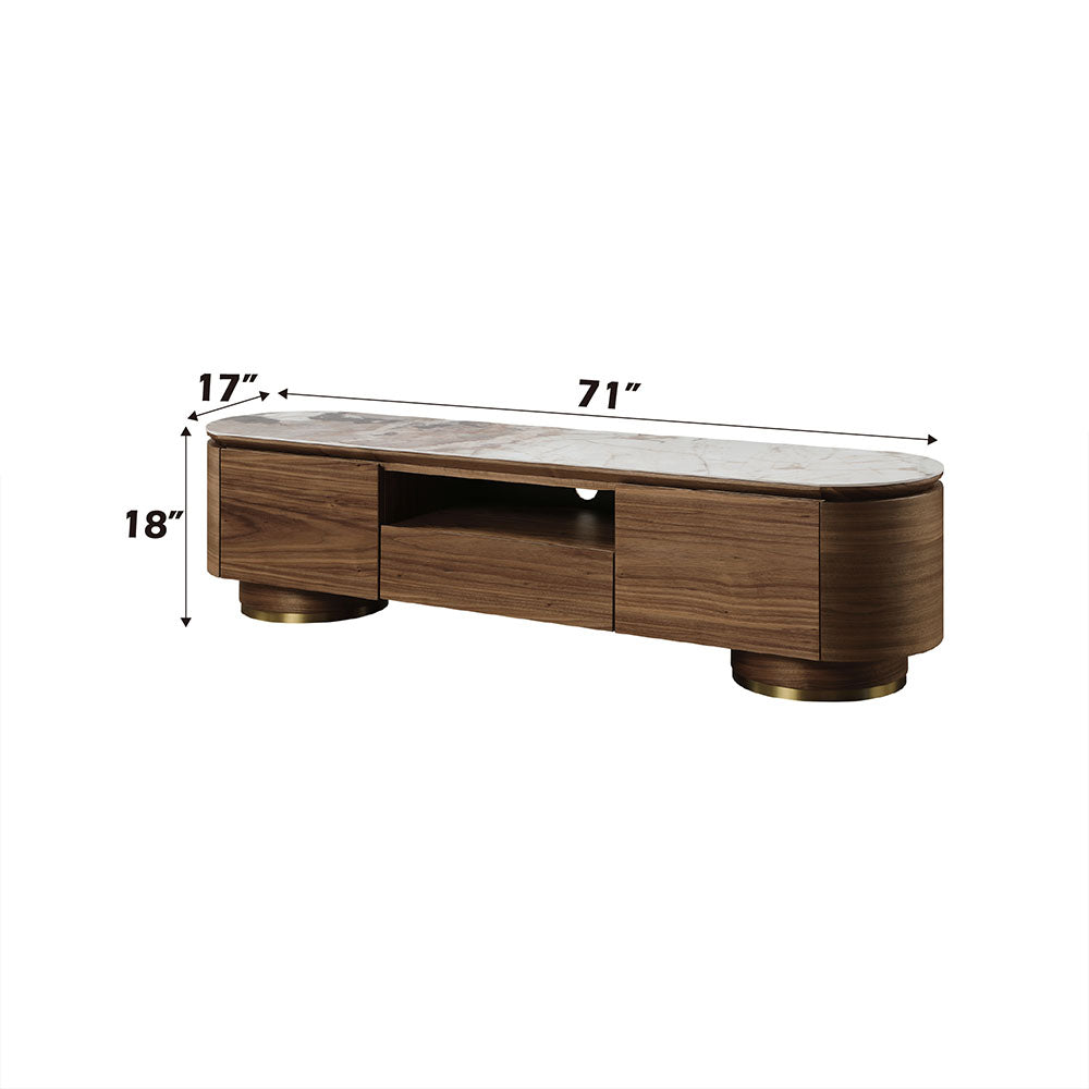 ACME Willene Ceramic Top & Dark Oak TV Stand with Ceramic Top Model LV03158