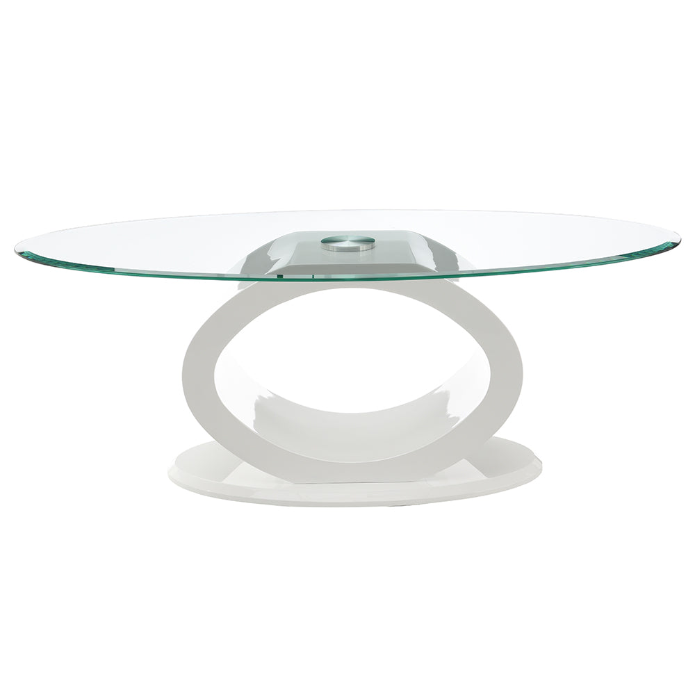 ACME Larry Glass Top White High Gloss Coffee Table Model LV03185