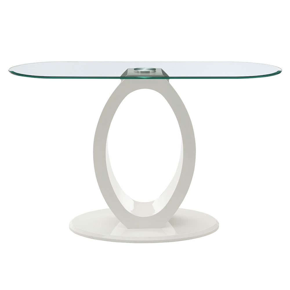 ACME Larry Glass Top White High Gloss Sofa Table Model LV03187
