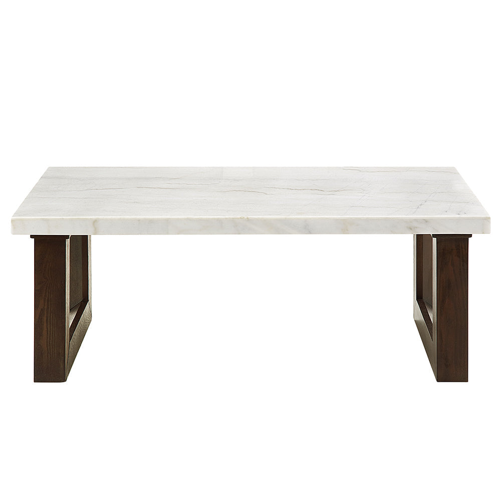 ACME Edwyn Natural Marble Top & Espresso Coffee Table with Natural Marble Top Model LV03205