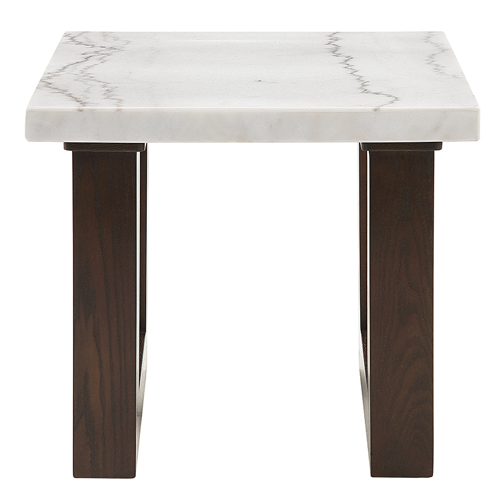 ACME Edwyn Natural Marble Top & Espresso End Table with Natural Marble Top Model LV03206