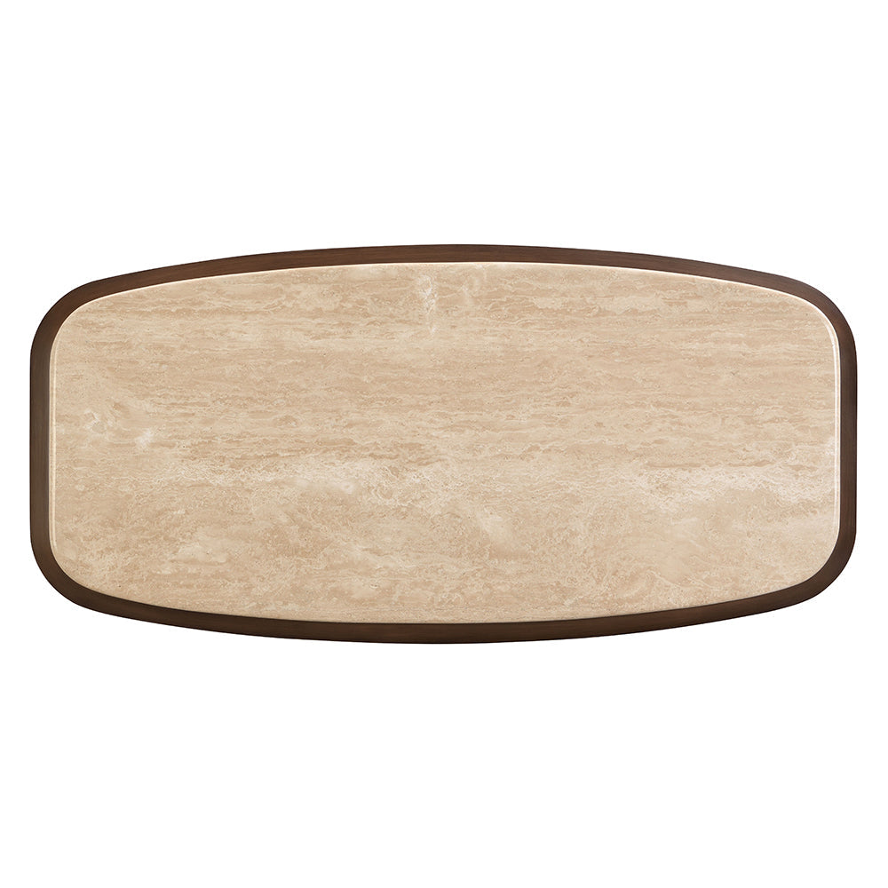 ACME Kasha Travertine Top & Walnut Coffee Table Model LV03325