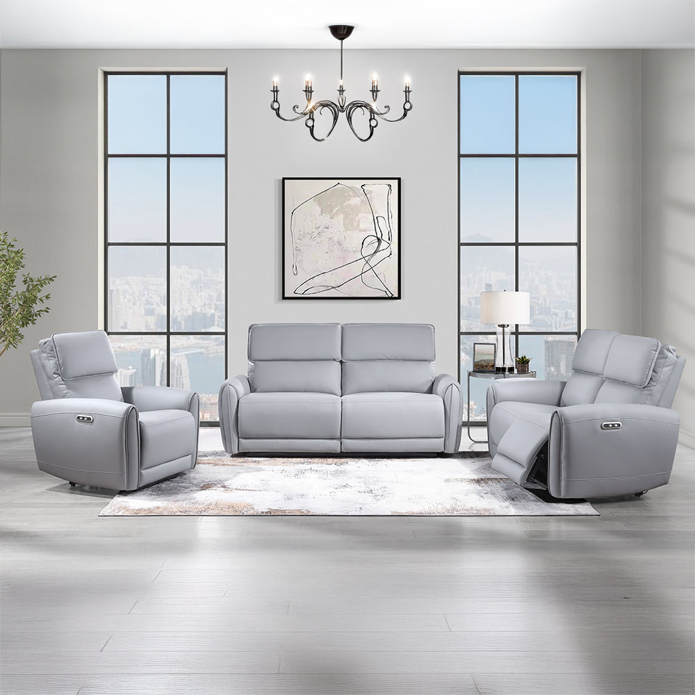 ACME Jeromie Gray Synthetic Leather Power Motion Loveseat with USB Port Model LV03336