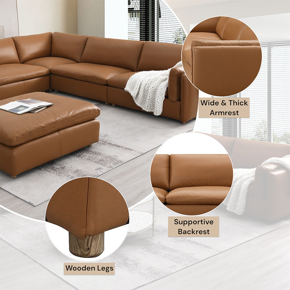 ACME Brighton Brown Top Grain Leather Modular LF Arm Chair Model LV03370