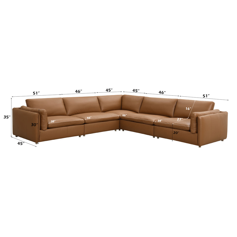 ACME Brighton Brown Top Grain Leather Modular - Armless Chair Model LV03371