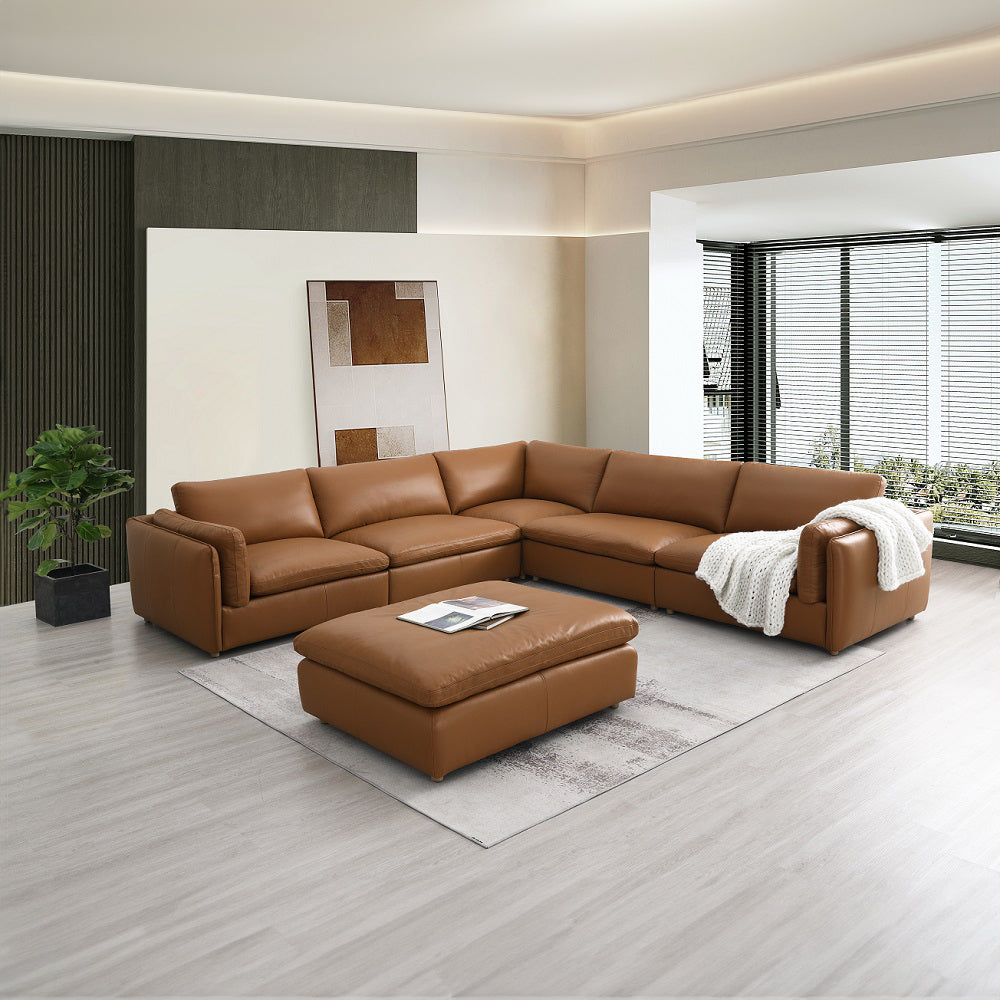 ACME Brighton Brown Top Grain Leather Modular - Armless Chair Model LV03371