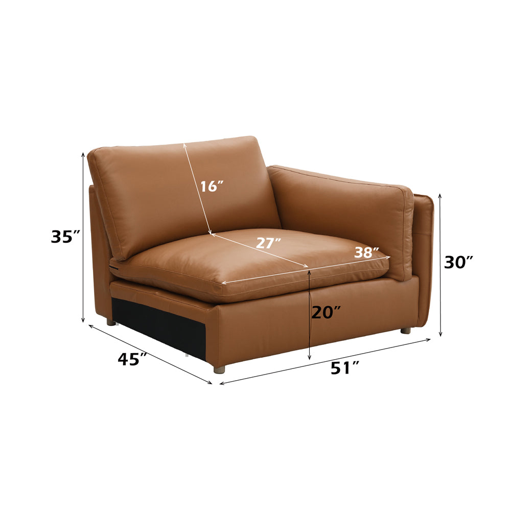 ACME Brighton Brown Top Grain Leather Modular - RF Arm Chair Model LV03373