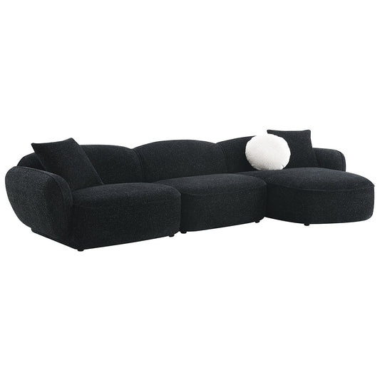 ACME Lucifer Black & White Shimmer Chenille Sectional Sofa with 3 Pillows Model LV03525