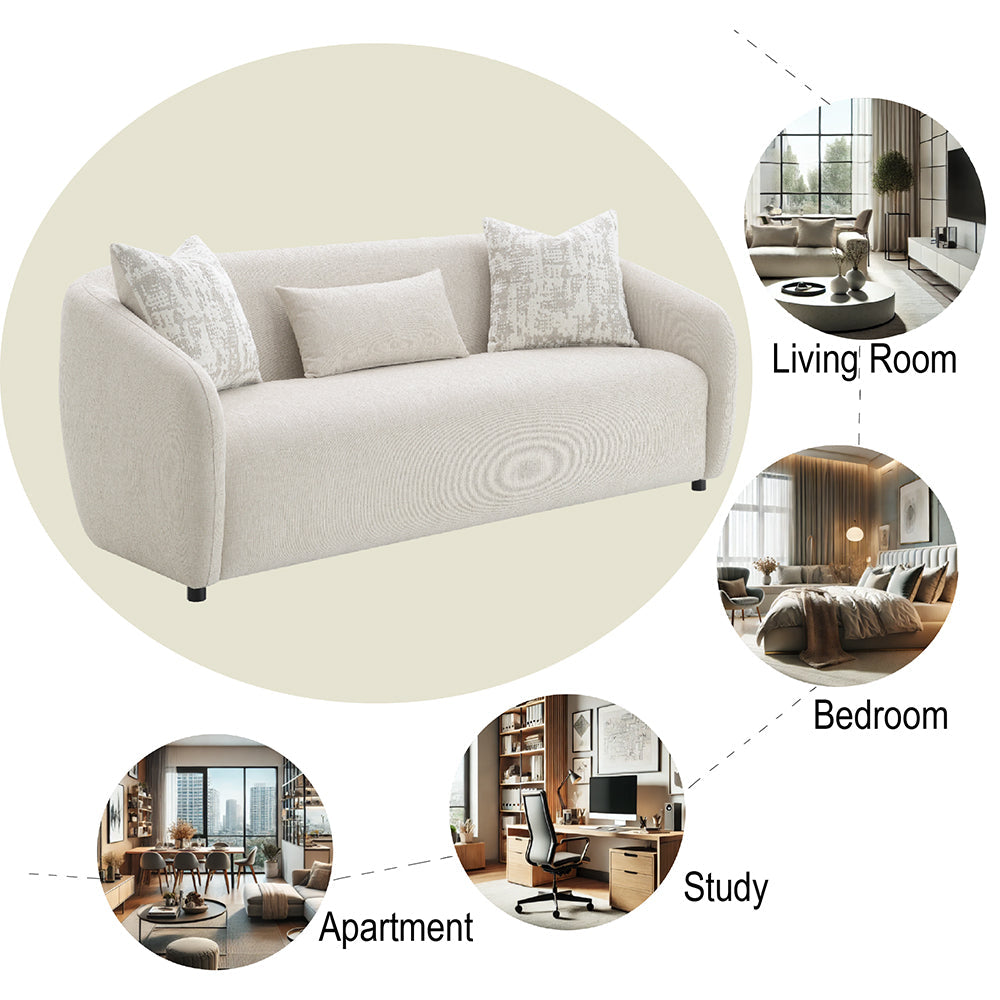 ACME Etienne Beige Linen Sofa with 3 Pillows Model LV03580