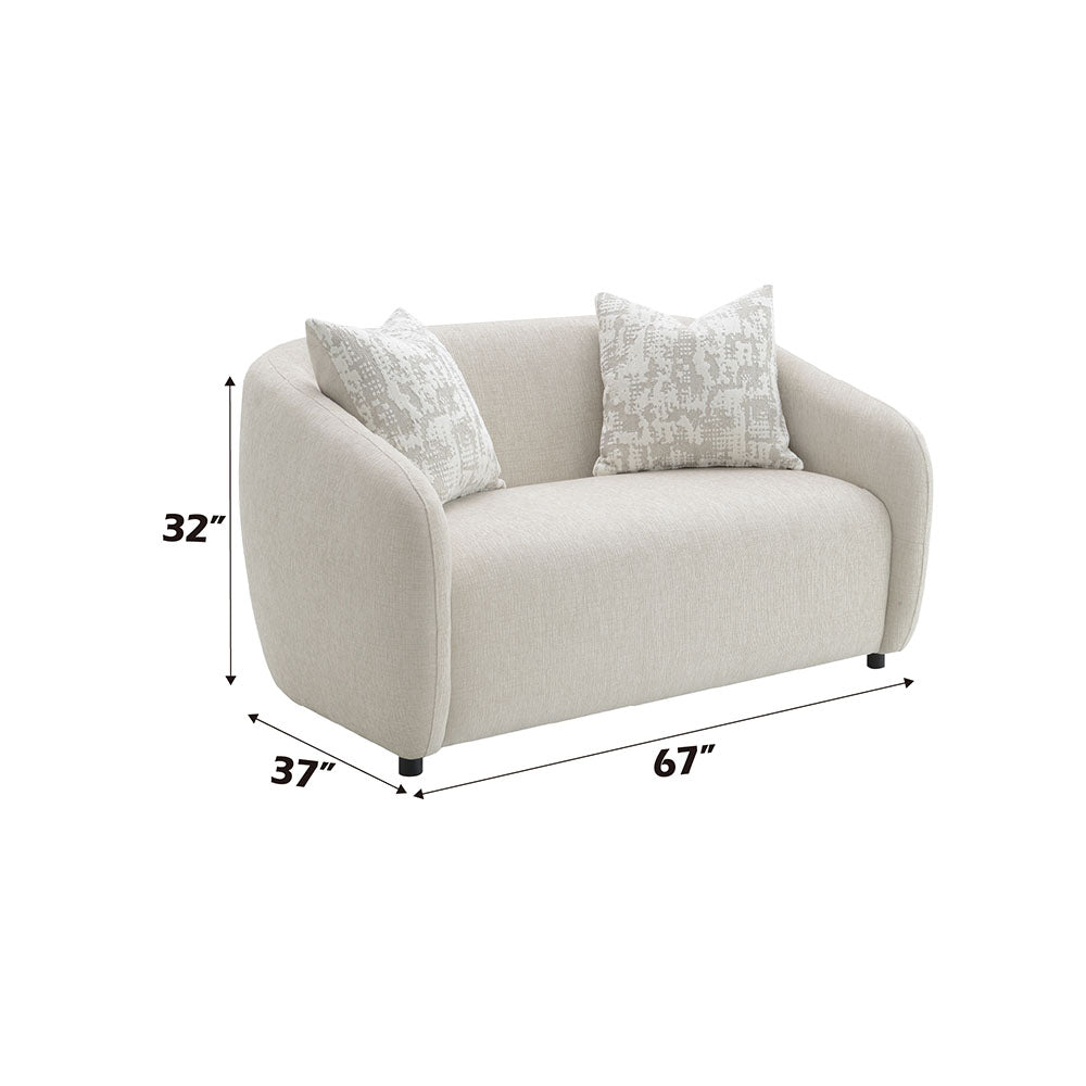 ACME Etienne Beige Linen Loveseat with 2 Pillows Model LV03581