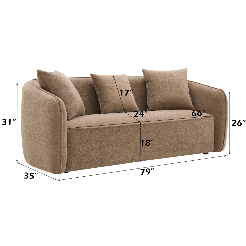ACME Keith Brown Chenille Sofa with 3 Pillows Model LV03600