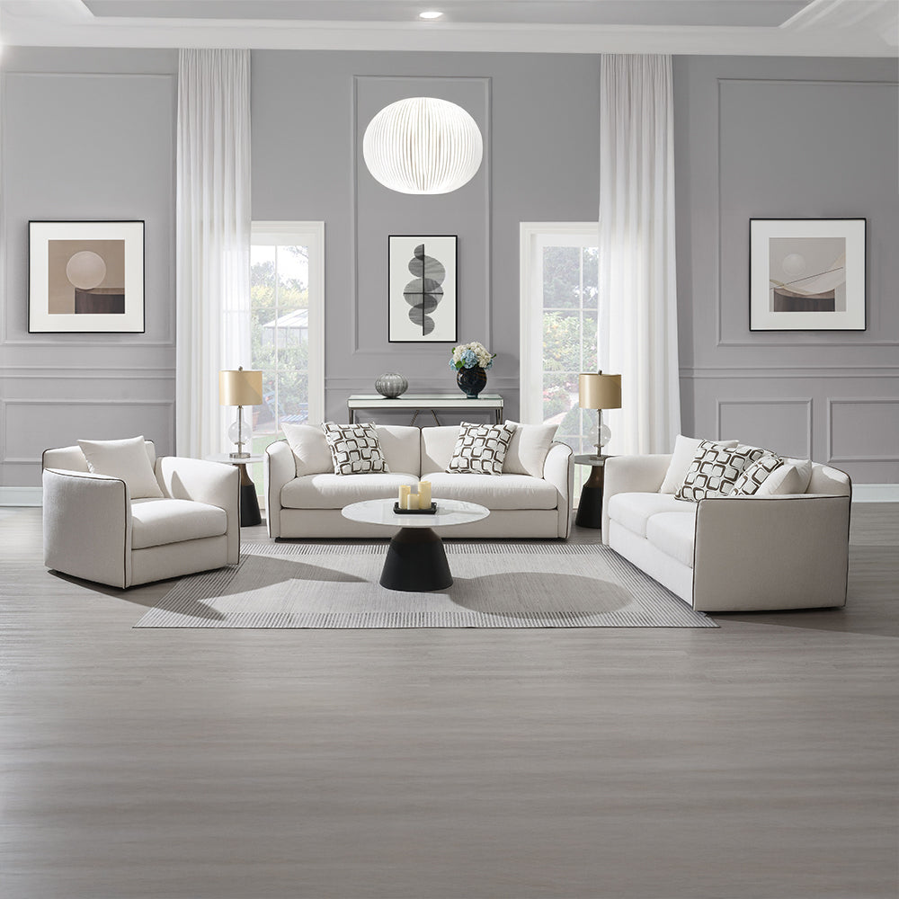 ACME Yolanda Beige Chenille Loveseat with 4 Pillows Model LV03606
