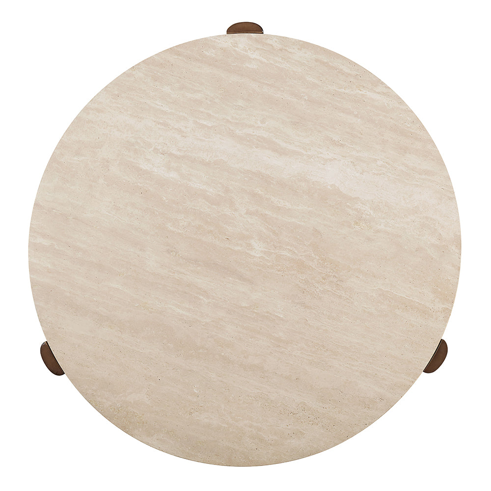 ACME Leonardo Travertine Top & Dark Oak Coffee Table Model LV03665