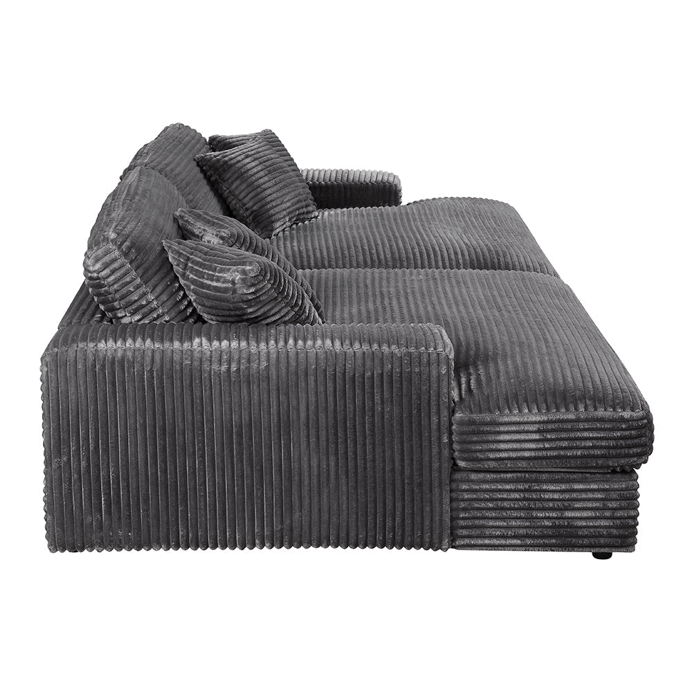 ACME Hilde Dark Gray Cordoury Sectional Sofa with 4 Pillows Model LV03690