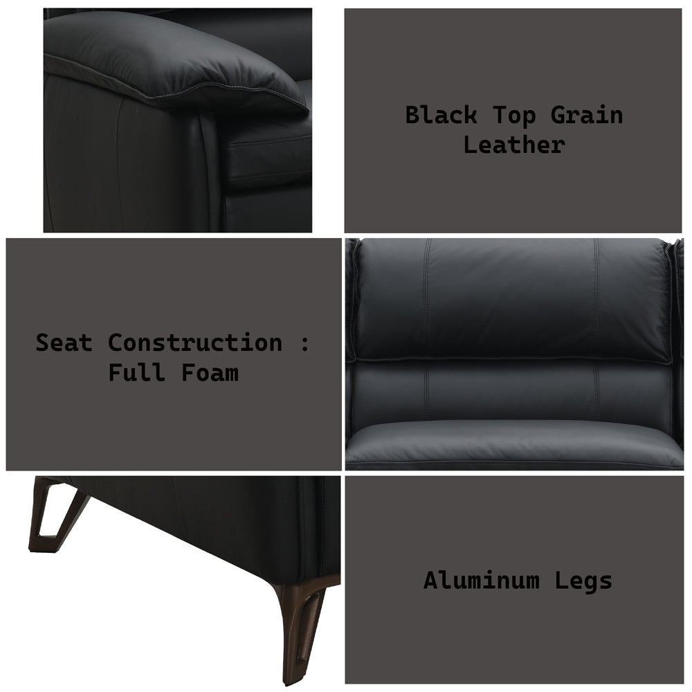 ACME Eilene Black Top Grain Leather Loveseat Model LV03701