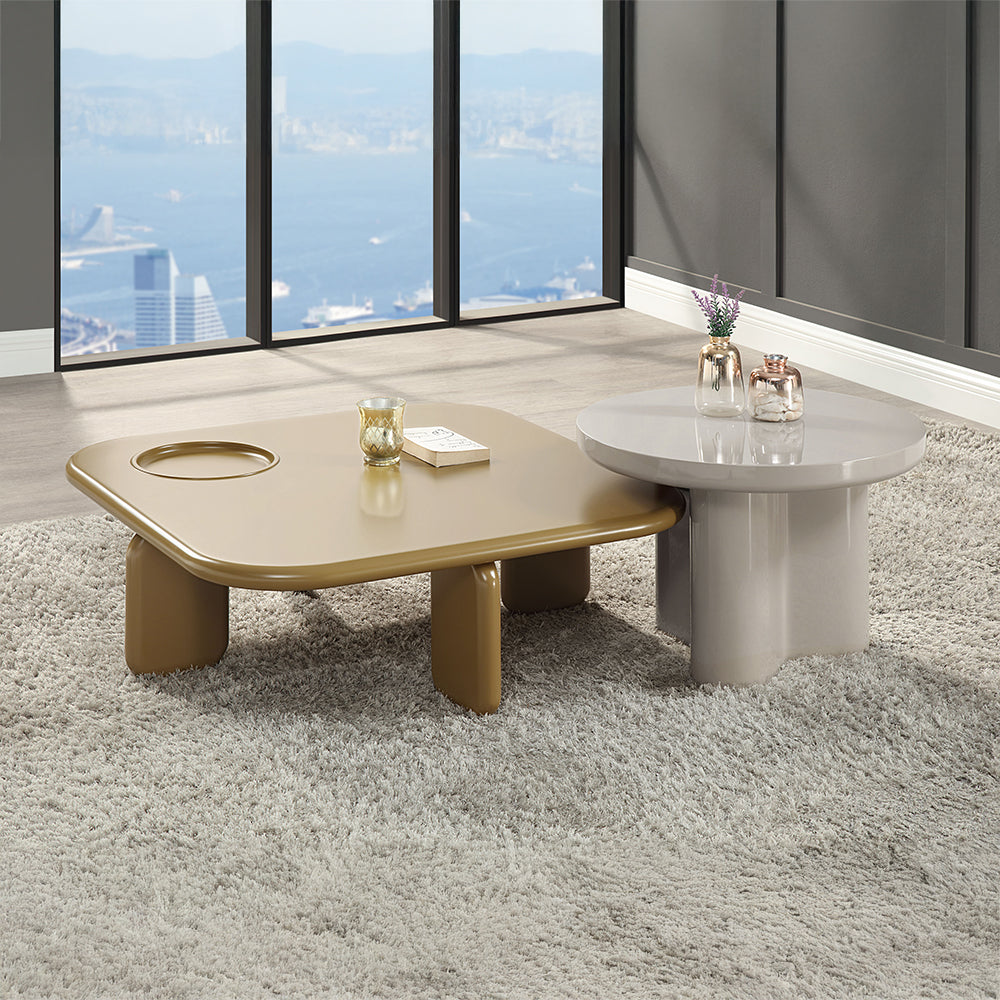 ACME Joane Yellowish Brown & Light Gray High Gloss Coffee Table Model LV03745