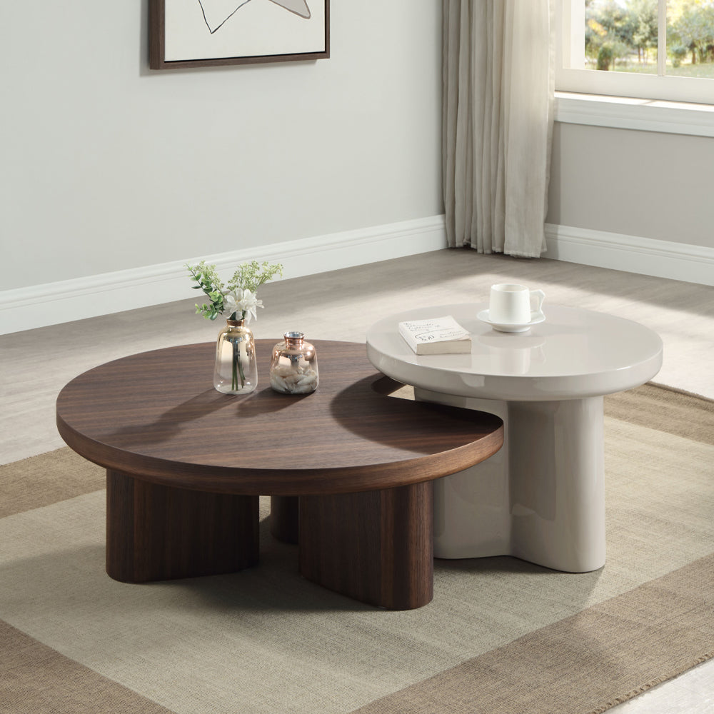 ACME Yoab Smoked Oak & Light Gray High Gloss Coffee Table Model LV03755