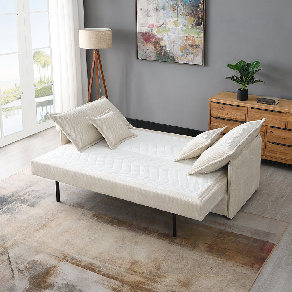 ACME Elisea Beige Chenille Sofa with Sleeper & 2 Pillows Model LV03810