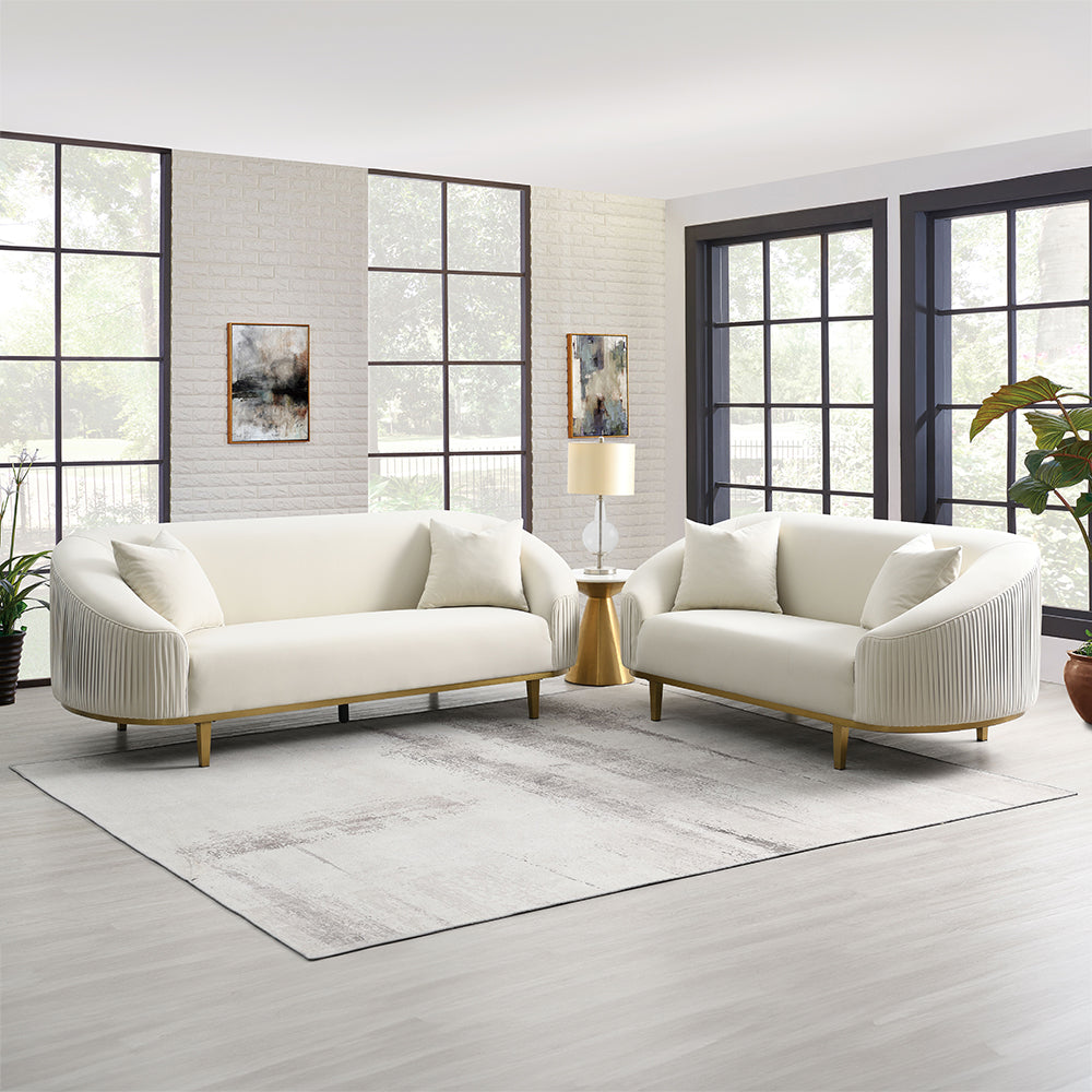 ACME Martina Ivory Velvet Loveseat with 2 Pillows Model LV03851