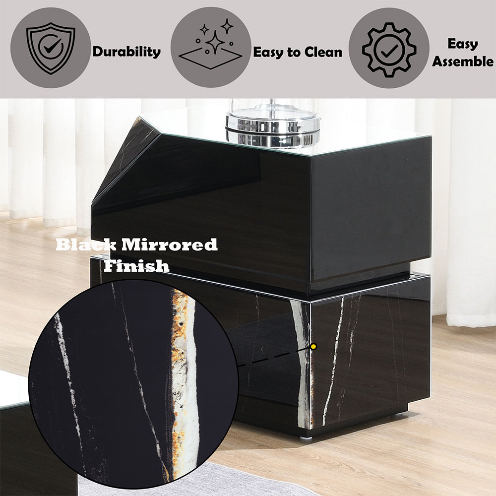 ACME Drisana Black Mirrored End Table Model LV03866