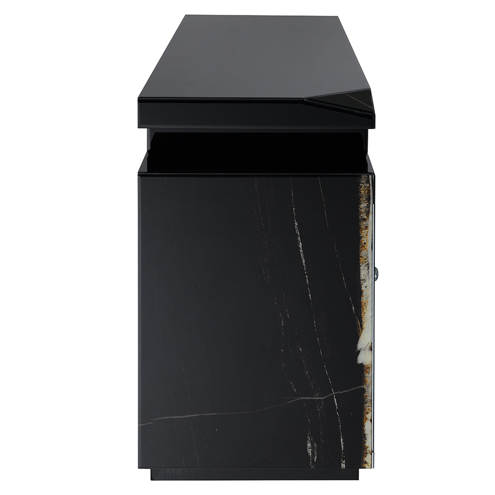 ACME Drisana Black Mirrored TV Stand with Fireplace Model LV03868