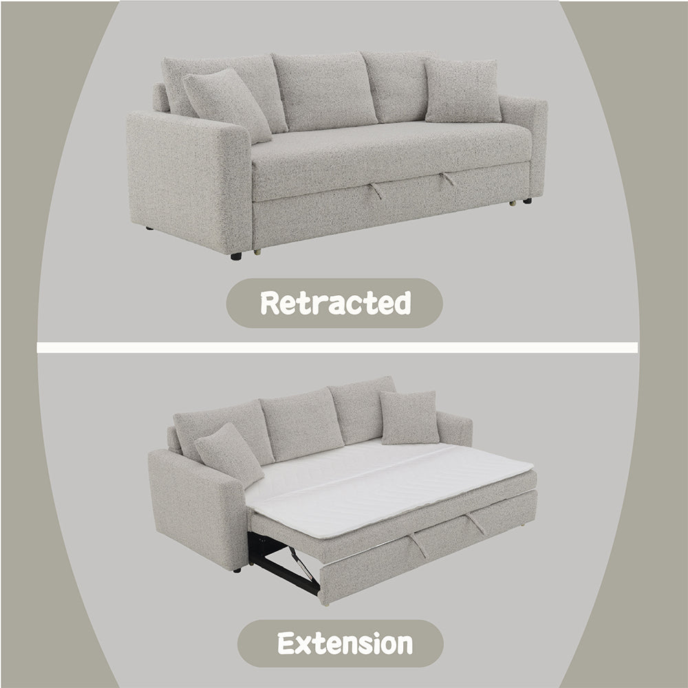 ACME Connie Gray Boucle Sofa with Sleeper & 2 Pillows Model LV03880