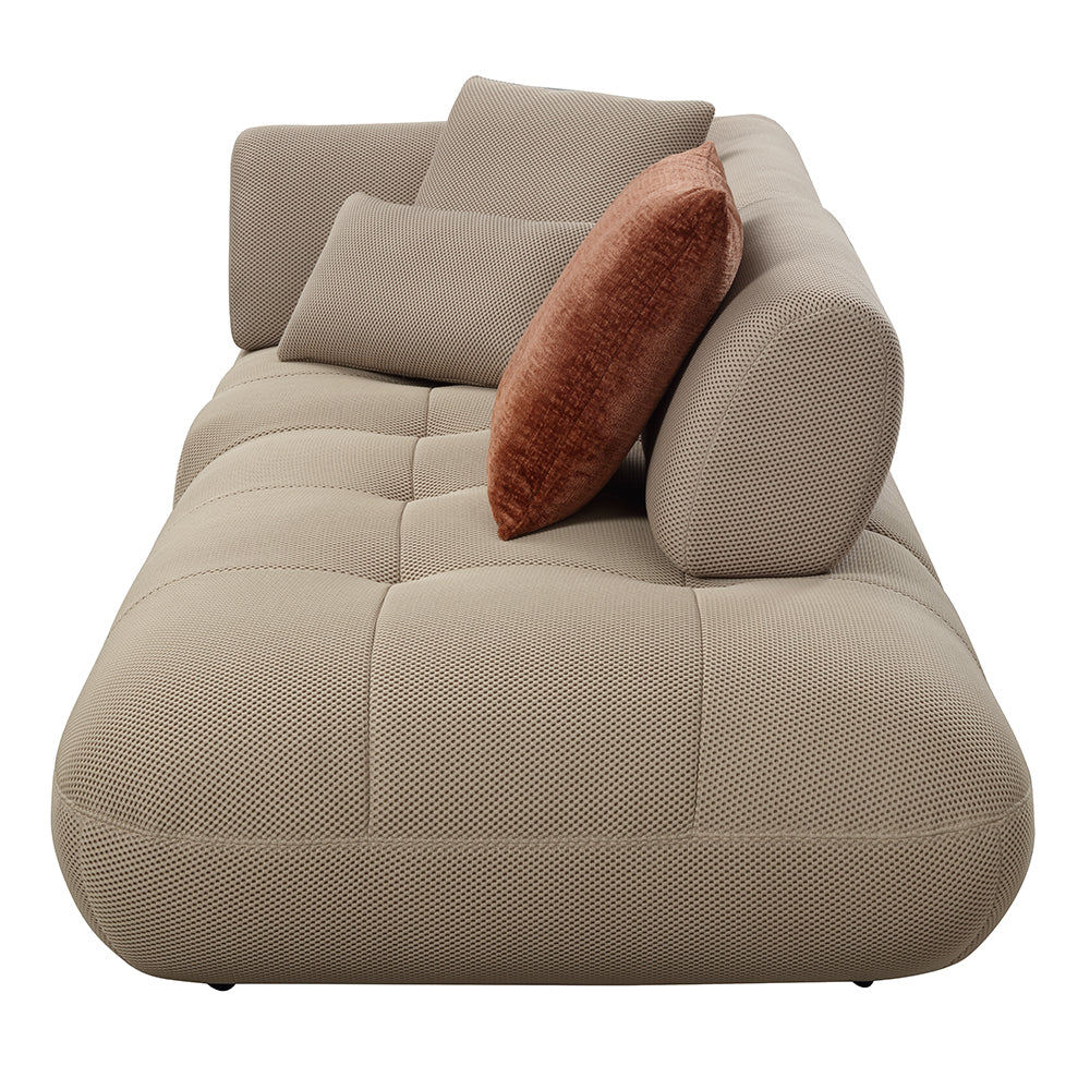 ACME Carrick Beige Sandwich Mesh Fabric Sectional Sofa with 6 Pillows Model LV03920