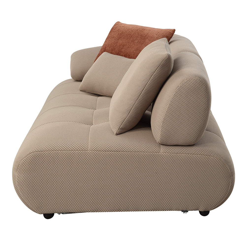 ACME Carrick Beige Sandwich Mesh Fabric Sectional Sofa with 6 Pillows Model LV03920