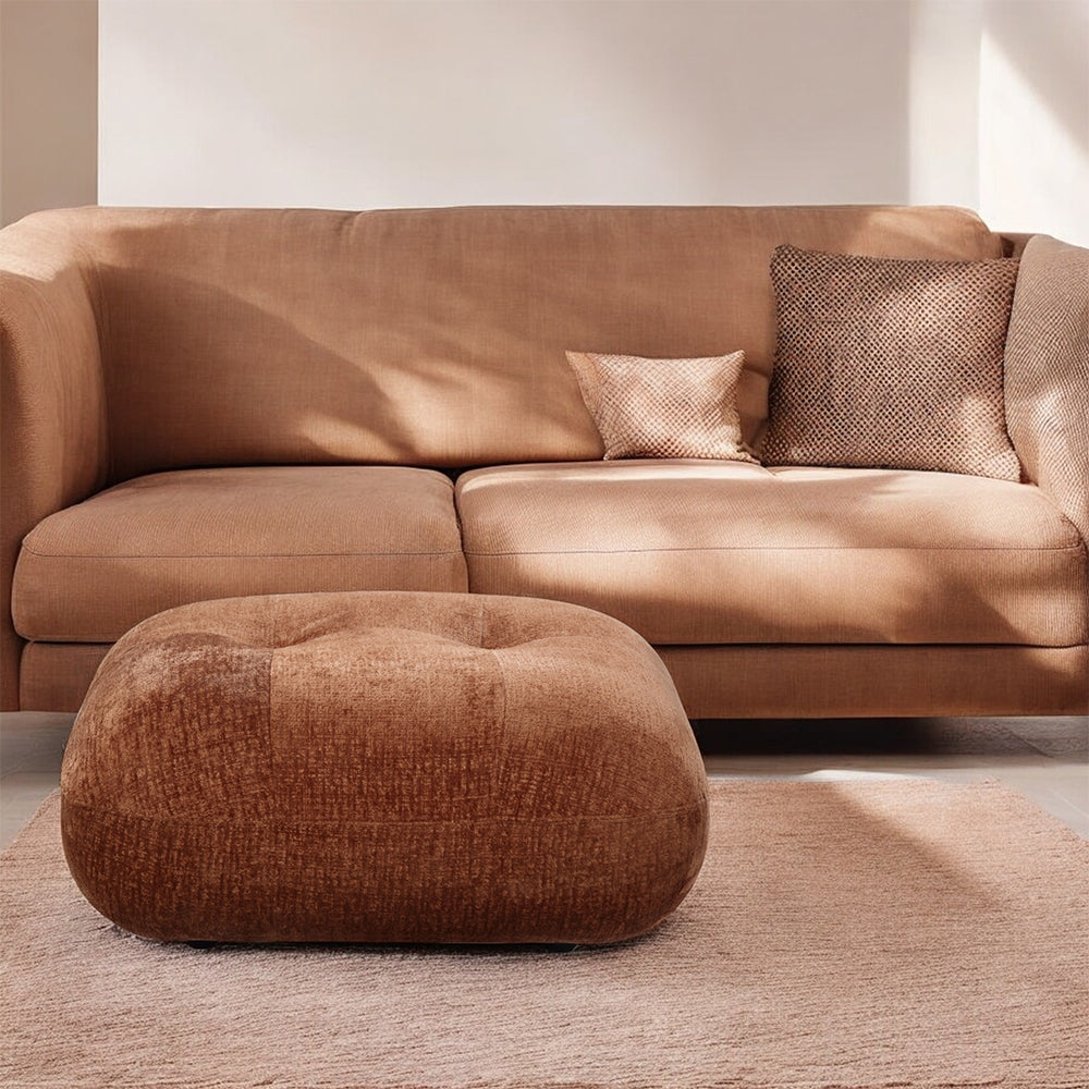 ACME Carrick Rust Brown Chenille Ottoman Model LV03921