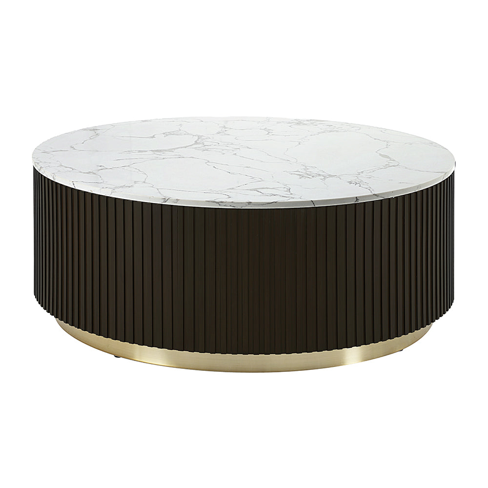 ACME Clayten White Engineering Marble Top & Espresso Coffee Table Model LV03945