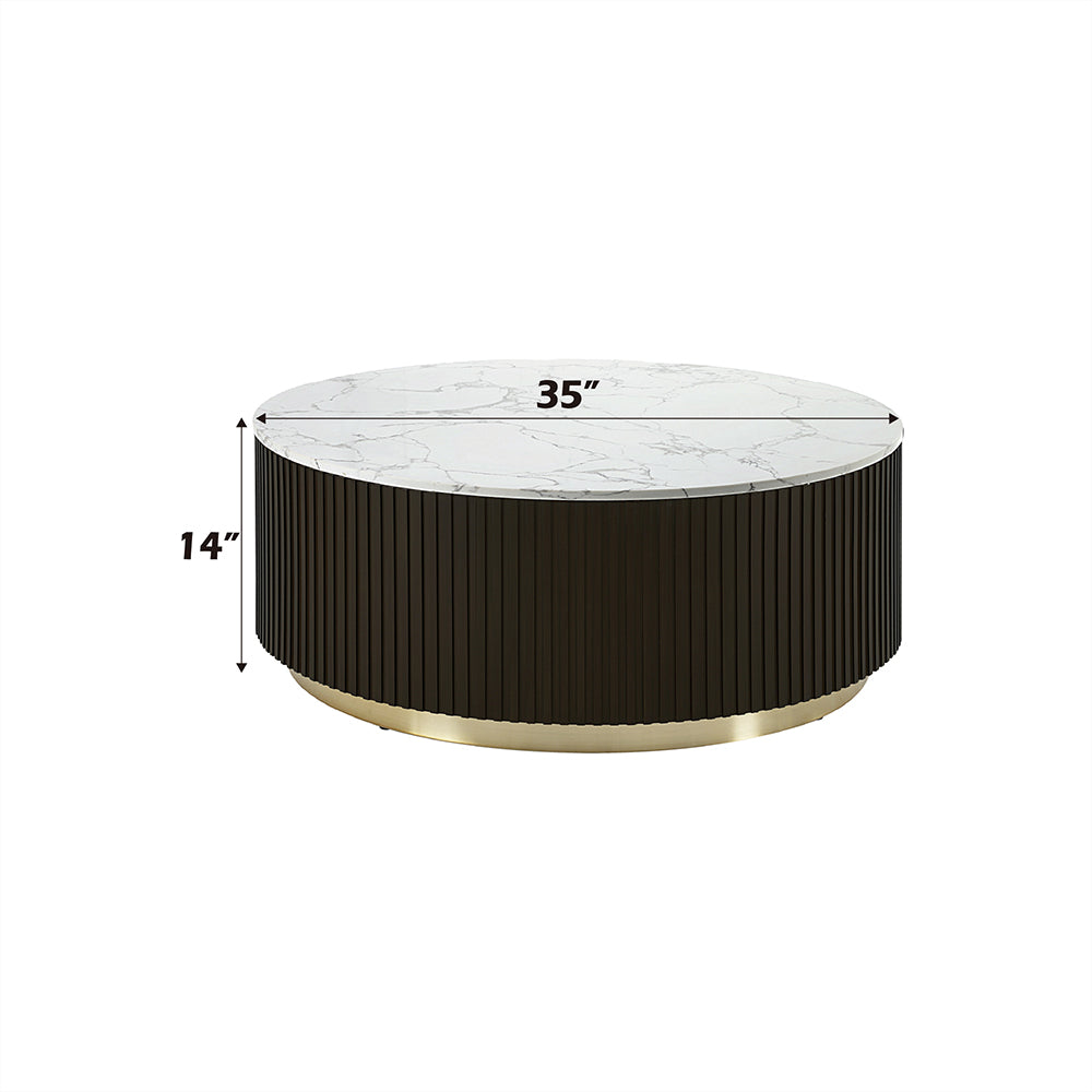 ACME Clayten White Engineering Marble Top & Espresso Coffee Table Model LV03945