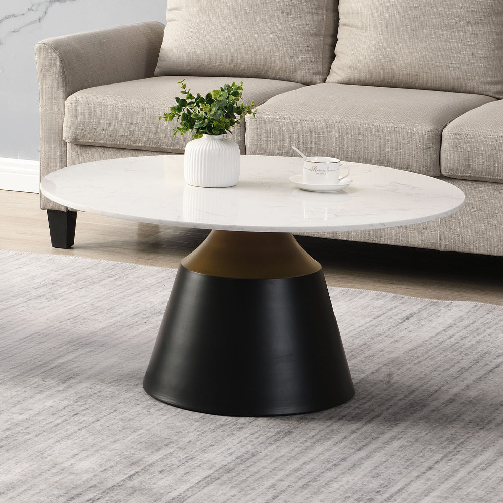 ACME Jaramillo White Natural Marble Top & Black Coffee Table Model LV04045